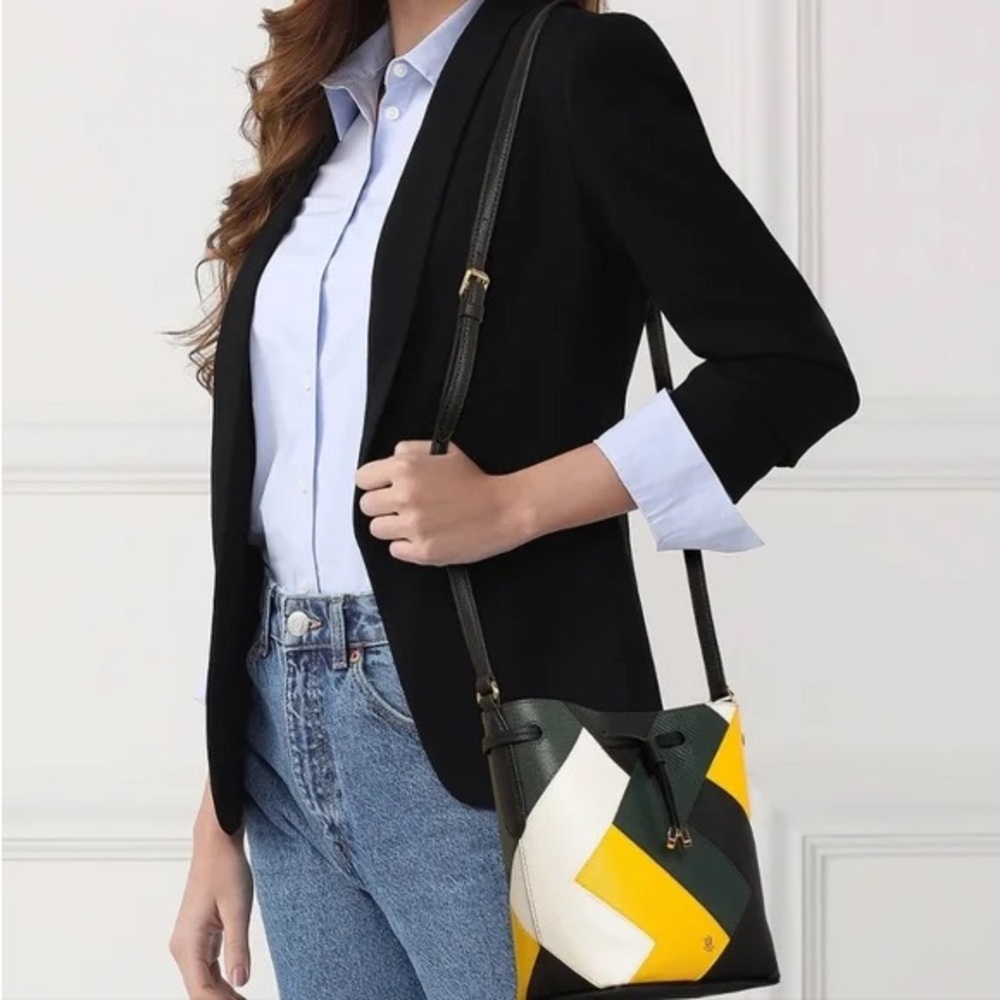 Ralph Lauren patchwork leather bucket bag. NWT
